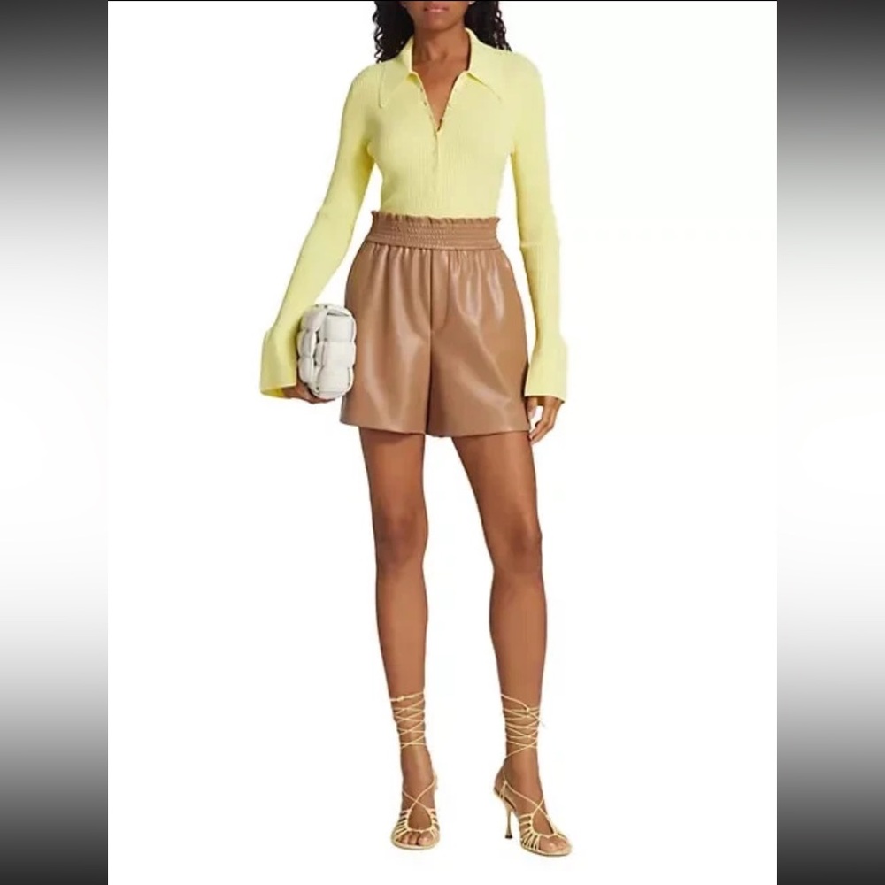 A.L.C. Kaleb High Waist Tan Faux / Vegan Leather Shorts